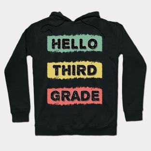 Hello Third Grade Cute Back to School RETRO Gift for Kids and Teachers Hoodie